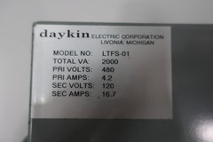 Daykin LTFS-01 Transformer Disconnect 2000va 480v-ac 120v-ac