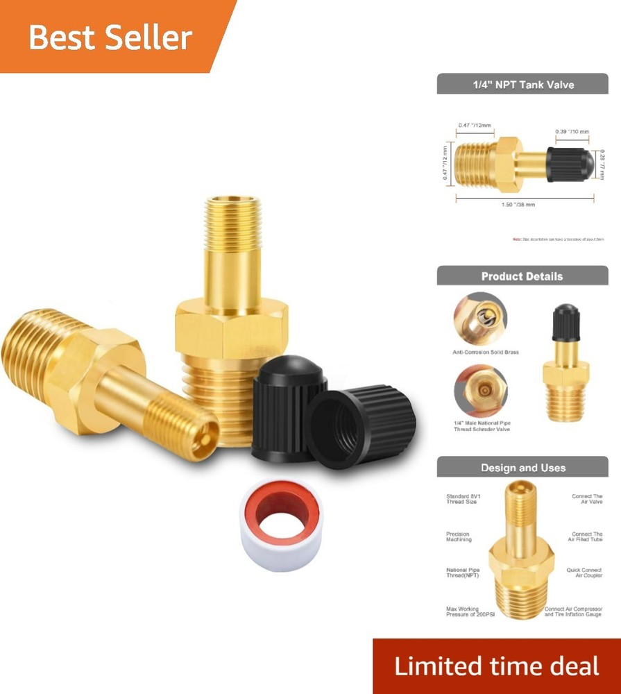 1/4″ NPT Tank Valve, Anti-Corrosion Brass Schrader Valve with 1/4″ Male NPT,U…