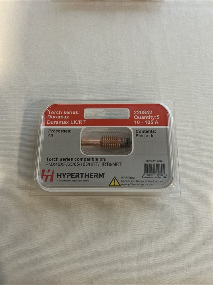 Hypertherm Electrode 220842 for Duramax Plasma Cutter, 5 Pack