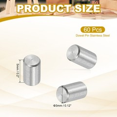 3mm x 5mm Dowel Pin 304 Stainless Steel 60 Pcs Metal Dowel for Shelves Silver