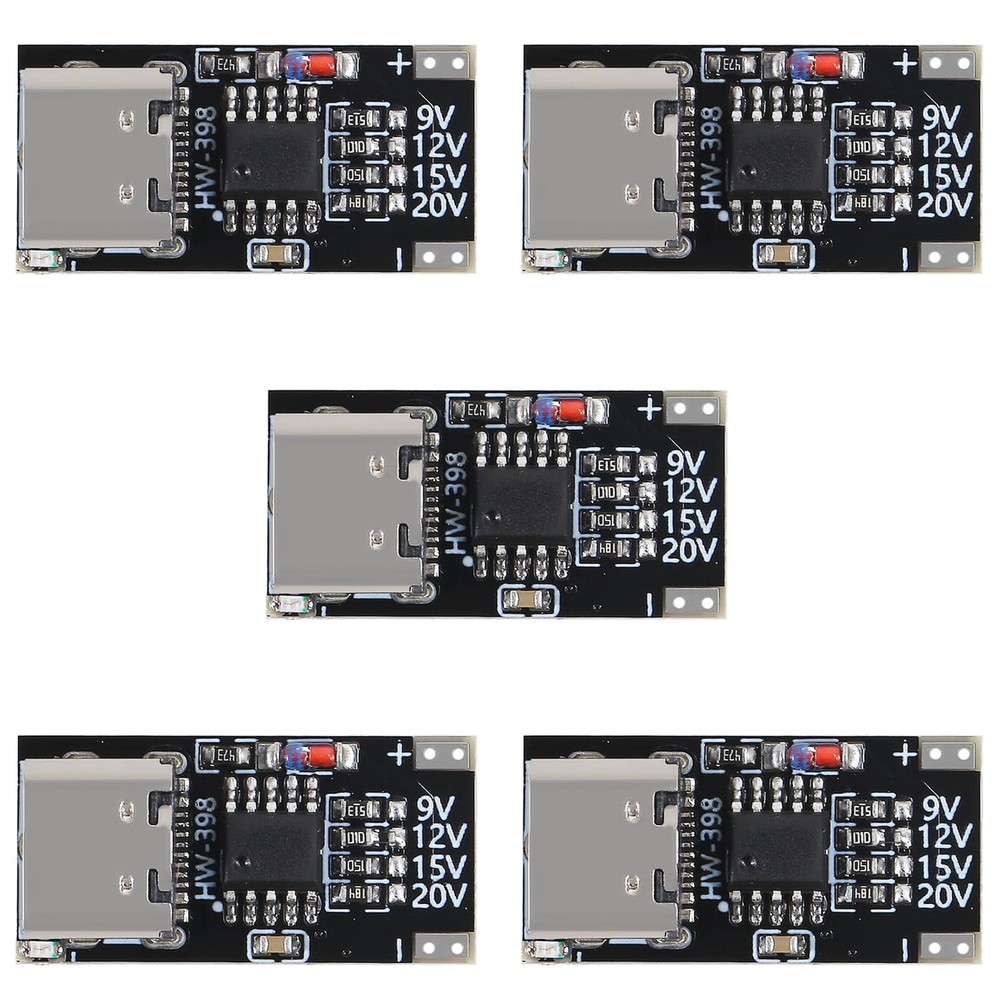 5 pcs USB-C PD Trigger Board PD/QC Fast Charger Module Supports 9V 12V 15V 20V