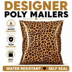 Leopard Poly Mailers 6×9 Self Seal Designer Boutique Shipping Bags