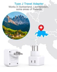 Brazil Power Adapter, Type N Plug with 2 Outlets 3 USB Ports for Travel