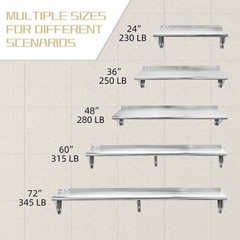 Hally Stainless Steel Shelf 12 x 24 Inches 230 lb, NSF Commercial Wall Mount …