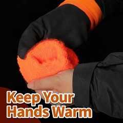 2 PAIR ORANGE Coated Waterproof Thermal Insulated Warm Winter WORK GLOVES S-2XL