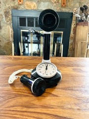 Repurposed Candlestick Western Electric Clock Classic Black Telephone Clock