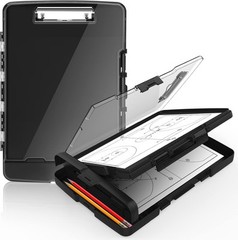 Sooez Original Clipboard with 2 Storage 9.8″ w x 1 1/3″ d x 14 1/4″ h, Black