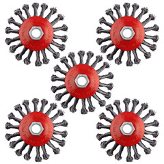 Wire Wheel for 4 1/2 Angle Grinder, 5 Pack 4.5 Inch Twist Knotted Wire Brush for