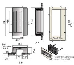Flush Pull Pocket Handle ABS replacement SOUTHCO P1-30-101-11 103/105/107-11
