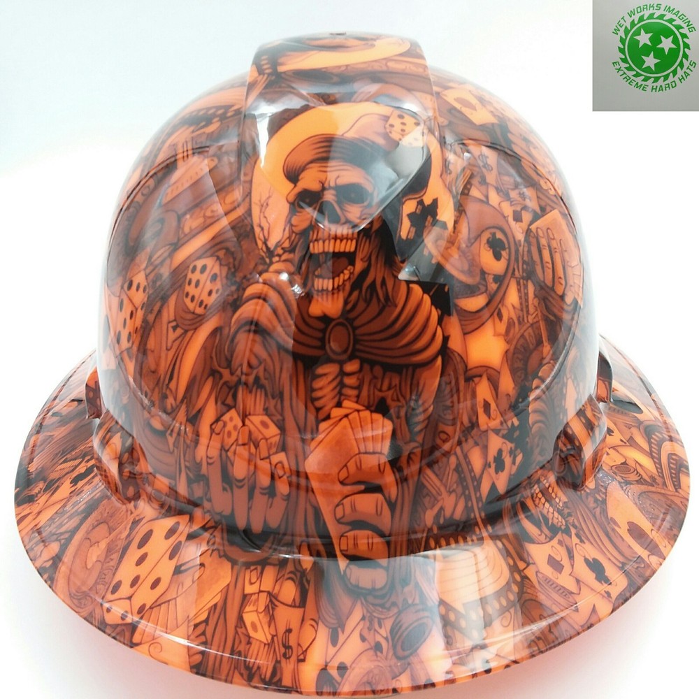 FULL BRIM Hard Hat custom hydro dipped , NEW DEALERS CHOICE ORANGE HOT NEW