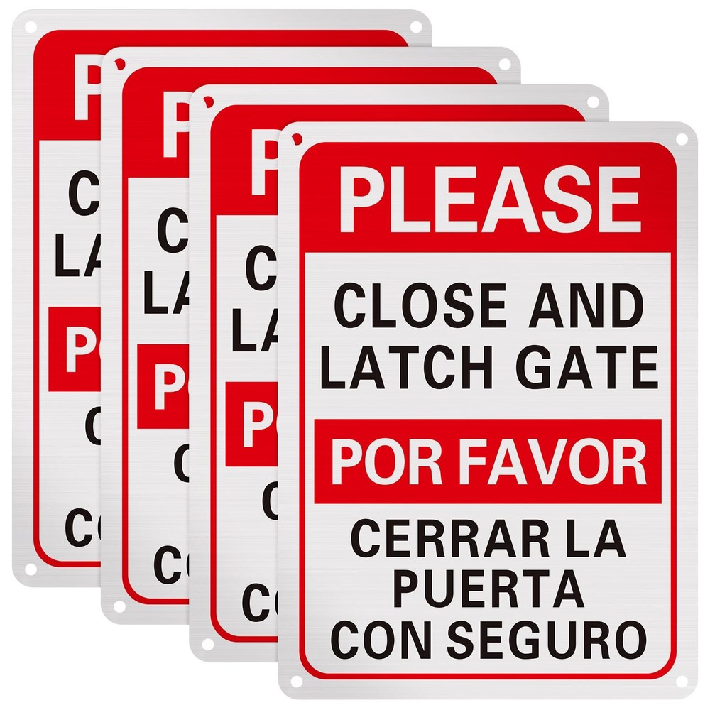 Blulu 4 Pcs Please Keep Gate Close Sign 10″ x 7″ Please Close and Latch Gate …
