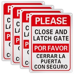 Blulu 4 Pcs Please Keep Gate Close Sign 10″ x 7″ Please Close and Latch Gate …
