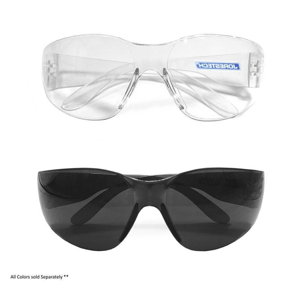12 144 PAIR JORESTECH CLEAR/SMOKE UV LENS LOT SAFETY GLASSES BULK NEW