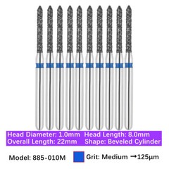 10/pk Vakker Dental FG Diamond Burs Bevel Cylinder & Gingival Curettage Burs