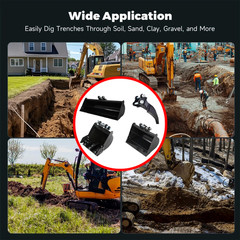 Ripper & 300/500/1000mm Plain Bucket Attachment For Mini Excavator Attachments