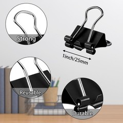 SANNIX 42 PCS Binder Clips, 1 inch 25mm Clips Black 1 inch,