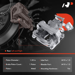 2010-2015 Toyota Prius Plug-In L4 1.8L Rear Brake Caliper Assembly Bracket Pair