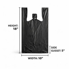 Medium Duty Black Plastic T-Shirt Bags 10x5x18 0.63 Mil Grocery Carryout Bags