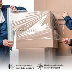 Black Hand Plastic Stretch Wrap 18″ x 1000′ x 120 Ga Packing Material Film 4 Rls