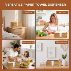 Acacia Wood Paper Towel Dispenser Countertop, Paper Towel Holder for Bathroom…