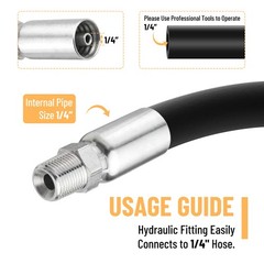 12Pack Hydraulic Hose Fittings: 1/4″ I.D. Hose x 1/4″ NPTF Male with Protection