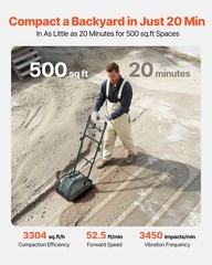 VEVOR Plate Compactor 130W Electric Ground Rammer 5kN Force 3.9in Depth
