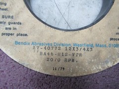 💥NEW BENDIX ABRASIVES 12″ x 3/4″ x 3″ GRINDING WHEEL 2070 RPM AV-40772