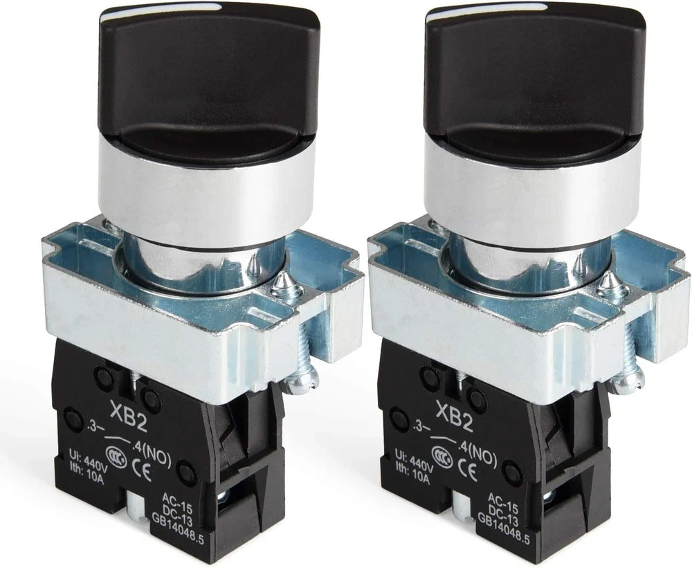 2 Pack 22mm Selector Switch 2 Position Maintained 1NO Panel Control Switch