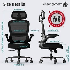 TRALT Ergonomic Mesh Office Chair – 330LBS, Adjustable Lumbar, Lifetime Warranty