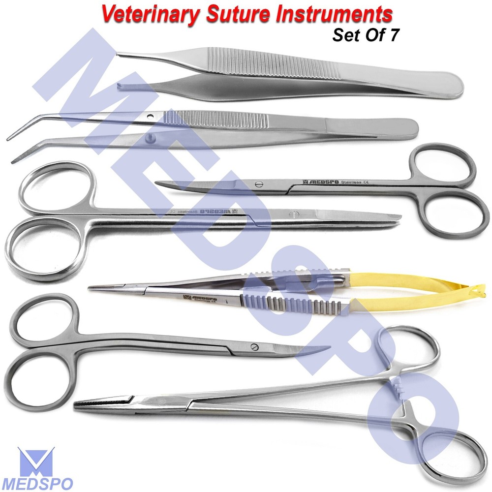 Veterinary General Surgery Suture Kit Scissors Crile Wood Forceps Castroviejo TC