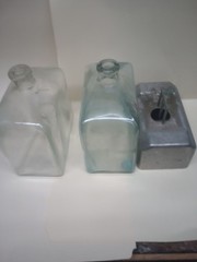 Old Pitney Bowes Water Bottles And Holder 1 is Engraved Pitney Bowes