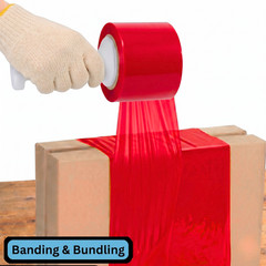 Cast Narrow Banding Stretch Wrap 5″x 1000′ 80 Gauge 12 Rolls Red Shrink Flim