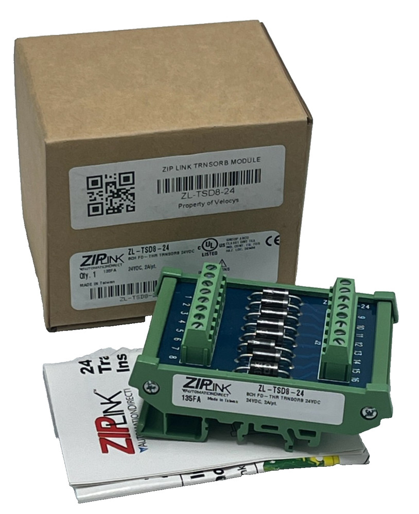 AutomationDirect ZIPLink ZL-TSD8-24 Transorb Module – 8-Channel 24VDC DIN Rail