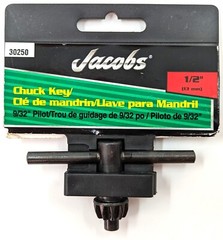 New! Jacobs® #30250 1/2-inch Chuck Key, 9/32” Pilot, Model KK