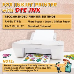 Koala 4×6 Inch Glossy Sticker Paper for Inkjet and Laser Printer, 50 White