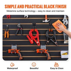 VEVOR Slatwall Panels Garage Storage Panel Organizer 2′ H x 4′ W Black Set of 2