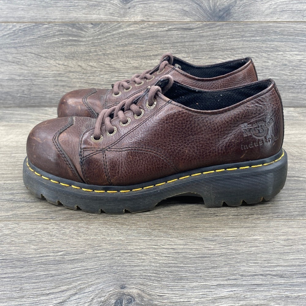 Dr Martens P0313 Industrial Steel Toe Work Shoes Brown Leather Mens