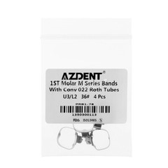 Bandas Ortodoncia AZDENT con Tubo Bucal 1er Molar MBT/Roth .022 Tallas 35-39+