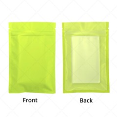 5x7in Matte Green Foil Mylar Flat Zip Lock Pouch Bag w/ Clear Back & Machine