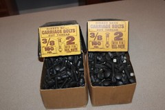 2 Boxes of 100 Lamson 3/8″ x 2″ Ribbed Carriage Bolts & Nuts Vintage USA