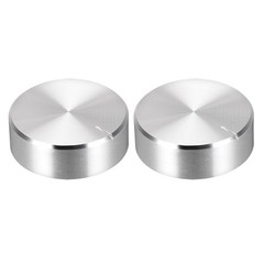 2 x Potentiometer Knob Knurled Shaft Silver Tone Aluminum Rotary Knob 30x10mm