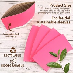 50 Pcs Coffee Cup Sleeves for Cold and Hot Drinks Disposable Corrugated Kraft