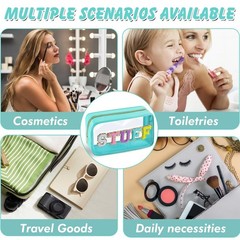 Chenille Letter Clear Makeup Bag Nylon Preppy Patch Stuff Cosmetic Bag with Z…
