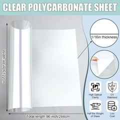 Beeveer Polycarbonate Clear Plastic Sheet 1 Pcs 48 x 96 Flexible Plastic Sheet