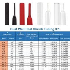 XHF UL Listed 1/2 Inch 10Ft 31 Waterproof Heat Shrink Tubing Roll Marine Grade