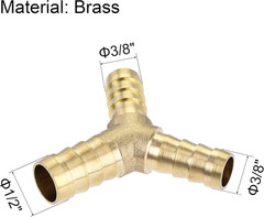 Reducing Barb Hose Fitting Y Shape Pipe Connector Brass 1/2″ X 3/8″ X 3/