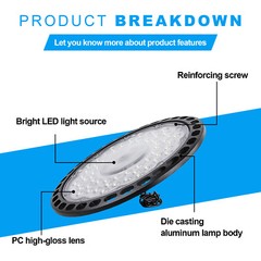 500W Super Bright Warehouse LED UFO High Bay Lights Factory Shop GYM Light Lamp