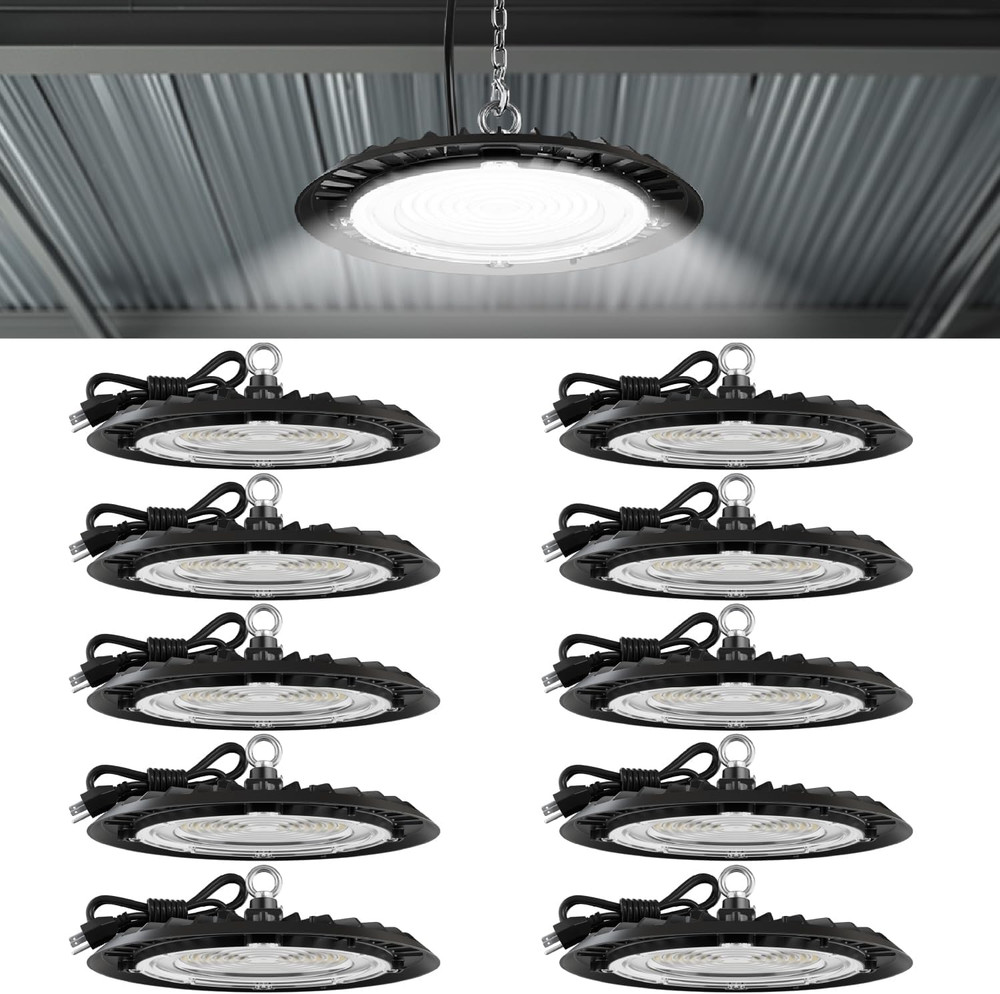 Sunco 10 Pack 150W UFO LED High Bay Lights, 19500 Lumens, 6000K Bright