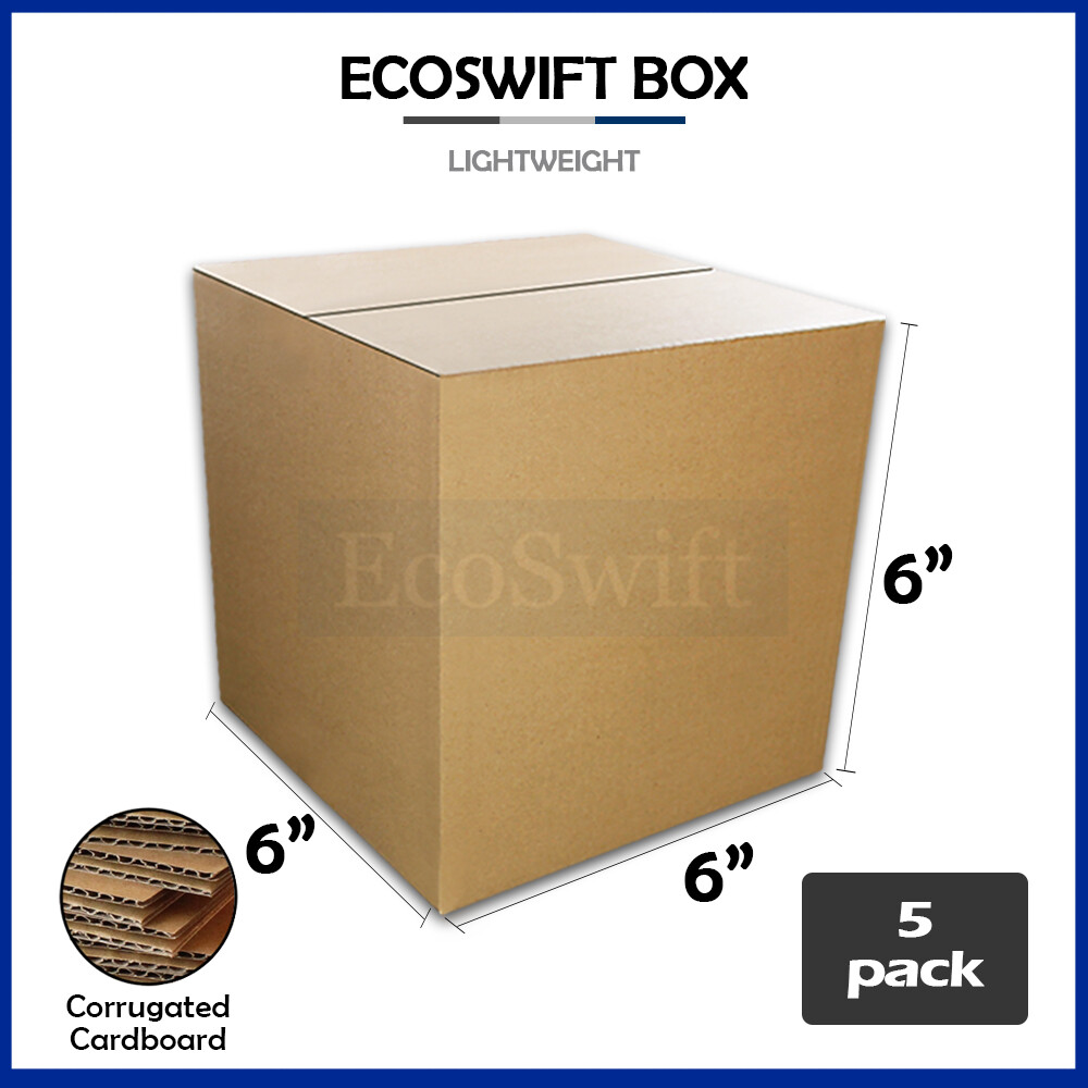 5 6x6x6 EcoSwift Cardboard Packing Moving Shipping Boxes Corrugated Box Cartons