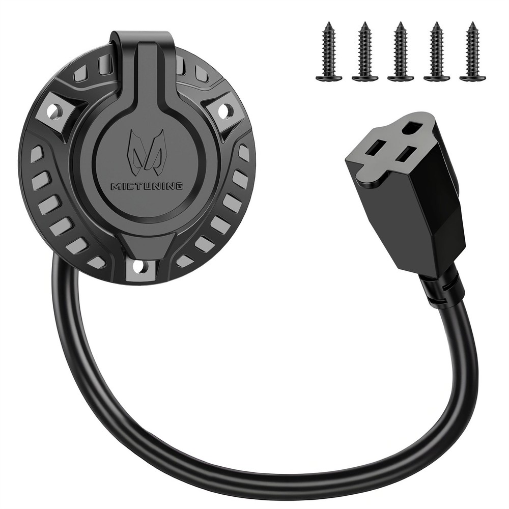 MICTUNING 15 Amp RV Power Connection Kit Includes Inlet & 18 Inch Cable New